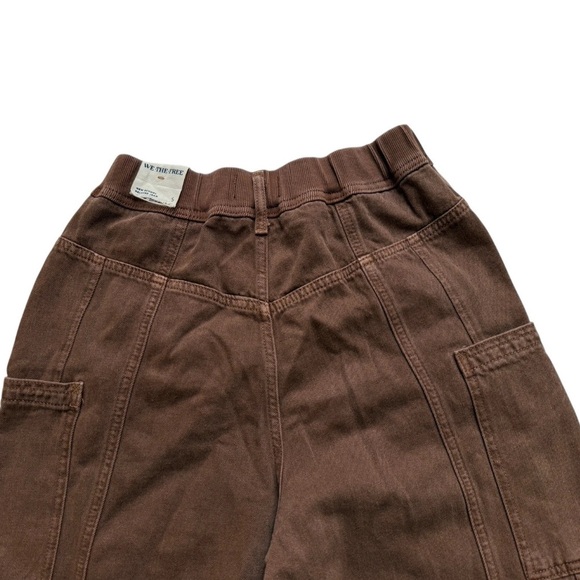 Free People New School Relaxed Cargo Jeans Pants Womens Sz Small Brown - Picture 8 of 9